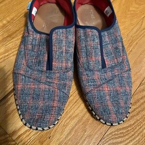 Toms Palmera Red and Blue Loafers Slip-Ons